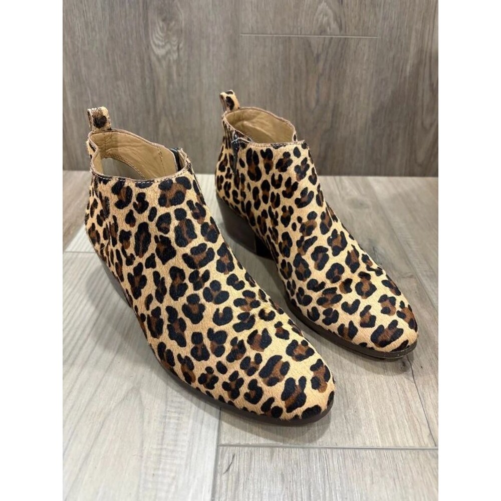 J. Crew Sawyer Calf Hair Leopard Ankle Booties size 8.5